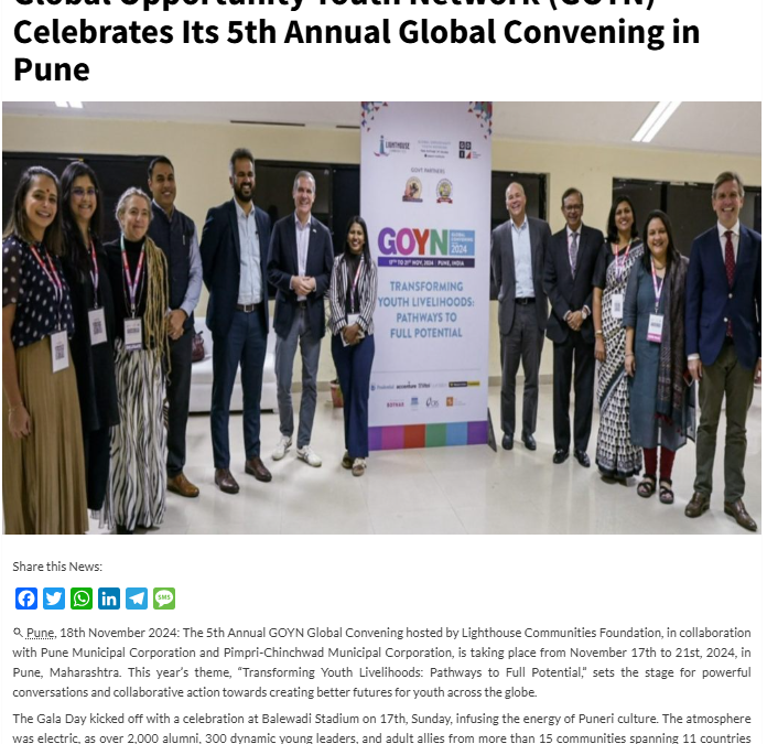 Global Opportunity Youth Network (GOYN) Celebrates Its 5th Annual Global Convening in Pune